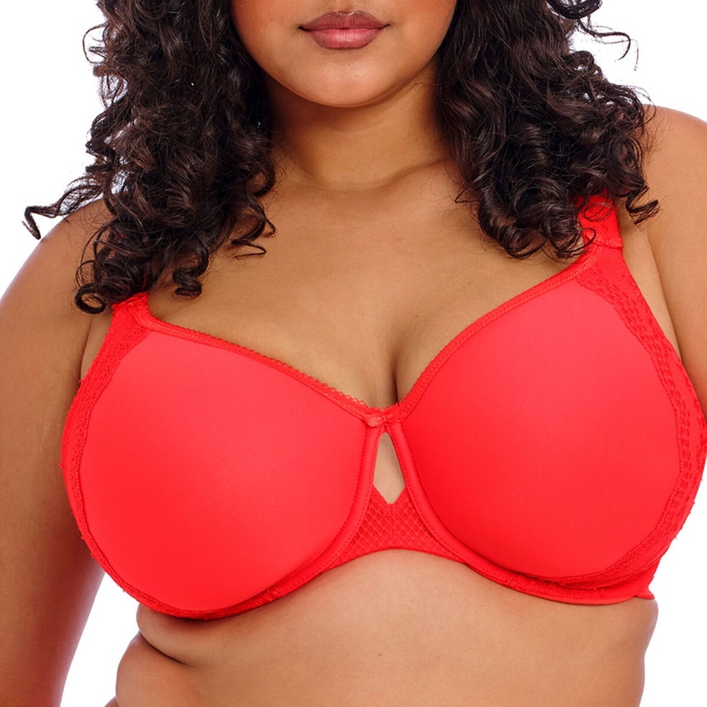 NEW Elomi Charley Bandless Spacer Moulded Lace Underwire Bra 4383 Salsa Red SAL